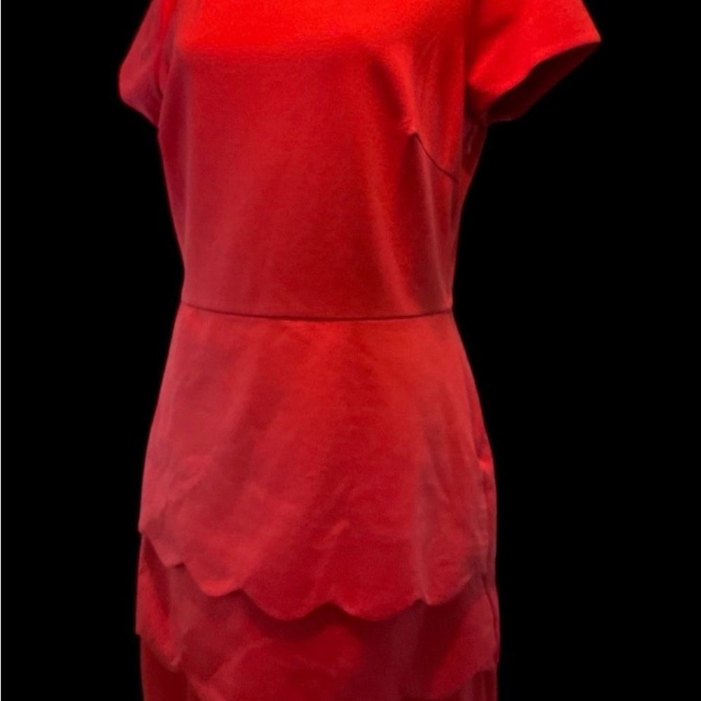 Boden Red tiered scalloped Dress sz 10